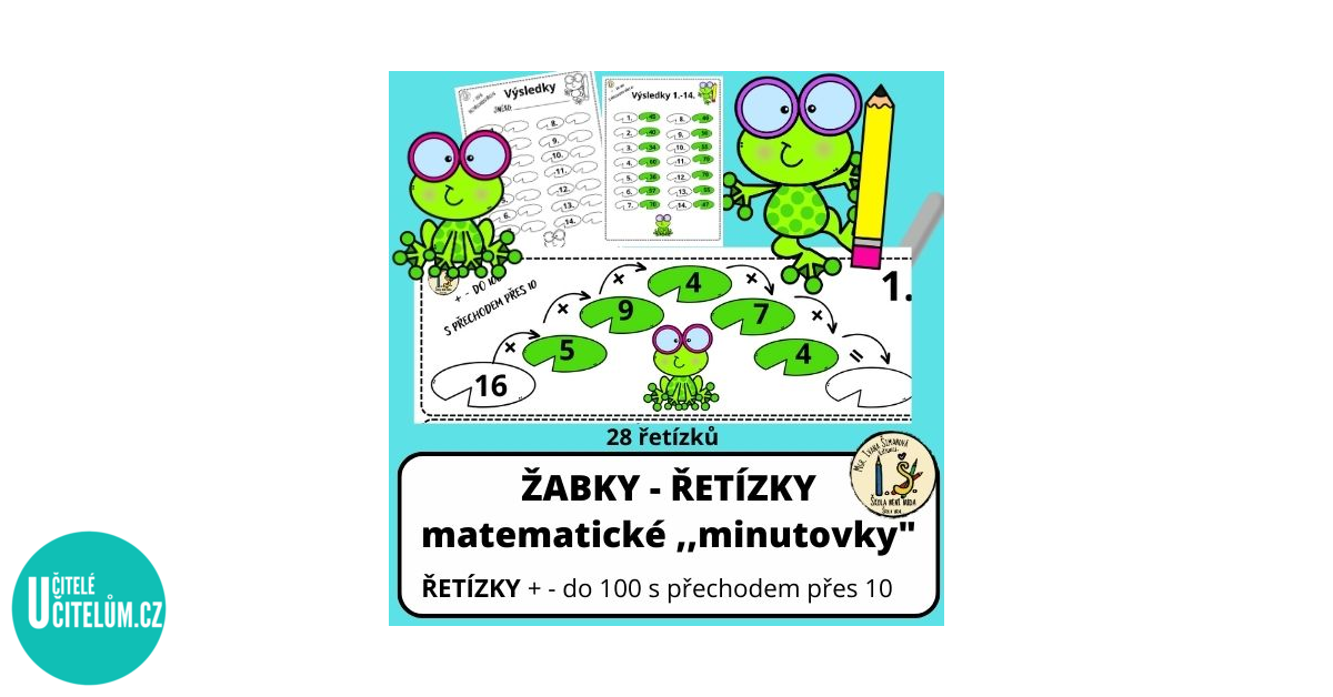 Žabky ŘetÍzky Matematické Minutovky Do 100 S Přechodem Přes 10 Matematika 8703